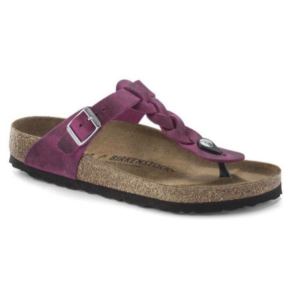 40 R Birkenstock New w/ Box Gizeh Braided Festival Fuchsia Oiled Leather Regular